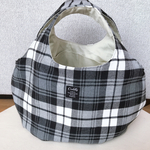 ころりんバッグ　トートバッグ　秋冬バッグ　冬用　＊チェック＊グレー＊起毛＊kororin bag ＊