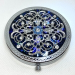 透かしパーツのコンパクトミラーPREMIUM Gothic blue 