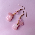 硝子キツネと桜 ピアス/イヤリング