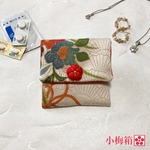 –着物生地使用–  小梅小物れ・お薬入れ （薄卵色に花模様）