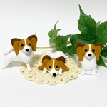 スリーポーズわんわん【パピヨン】粘土細工の置物［インテリア 飾り］ 