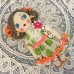 夢ちゃんミニドール　ドールチャーム　パックチャーム　青い目の女の子　布人形　インテリア