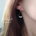 ◆送料無料◆淡水パールの小さなトライアングル△˚⁎⁺˳ノンホールピアス