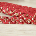 インド刺繍リボンᢂ インド刺繍/インドリボン/刺繍リボン/刺繍/リボン/シルクリボン/シルク/トリム/ブレード/ジャガード/ジャガードリボン/チロリアンテープ/レース/チュール/インド/チュールレース