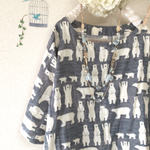 再販×3 大人の雰囲気♭【小さめサイズ】しろくまダブルガーゼのopグレー