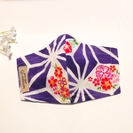 立体マスク★ノーズワイヤー入り☆ S～2L ♥豊富なカラーマスクゴム☆和柄 綺麗な紫