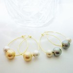 再販大人の2色コットンパールアンバランスドロップsピアス3
