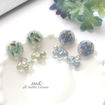 flower shower&チェコガラスドロップビーズのピアス/イヤリング