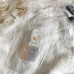 square paint case ニュアンス　デザイン　クリアケース　アイフォンケース 貝  レジン スマホケース  シルバー