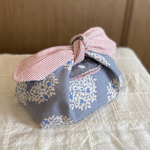 ＊お弁当袋　ぷっちんりぼん袋＊　北欧柄　木の実　サックス