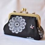 (再販-2)ラメドイリープリントのがま口メイクポーチ