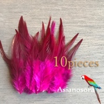 【W52濃ピンク】高品質　羽根 10枚 フェザー　ピアス　アクセサリー パーツ　羽　素材　鳥