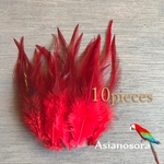 【W63赤】高品質　羽根 10枚 フェザー　ピアス　アクセサリー パーツ　羽　素材　鳥