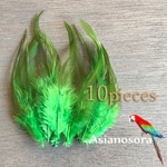 【W59緑】高品質　羽根 10枚 フェザー　ピアス　アクセサリー パーツ　羽　素材　鳥