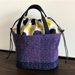 裂き織り巾着トート（紫）