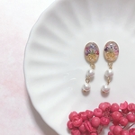 【一点物】花束とコットンパールのイヤリング / ピアス