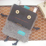 miresharuさま専用ページ＊移動ポケット＊ロボットくん秋冬型/グレーのボア＊はんかちポーチ