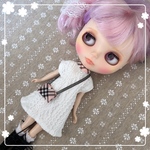 ★送料無料★ アラン模様のニットワンピース　ポシェット付き　★ ブライス／リカちゃん　アウトフィット