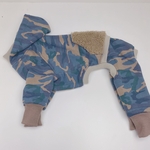 イタグレ服L ヴィンテージカモフラ柄スウェットロンパース 犬服