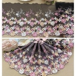 刺繍レース 黒 花 ピンク アンティークチュール 素材 ブライス プリンセス生地 ブラック 人形ドレス 手芸 生地 布