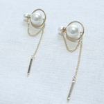 🧡SALE🧡ゴールド × パール × チェーン シンプルピアス ❥