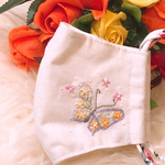新作　ピンク系蝶々　刺繍マスク