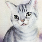 【原画/額付き】猫の肖像画_ watercolor