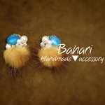 ビジューパール＊ミンクファーピアス&イヤリング 【brown】