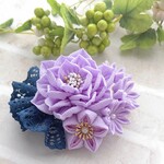 ≪つまみ細工≫ 薄紫 2wayクリップ コサージュ 髪飾り 結婚式 入学式 卒業式
