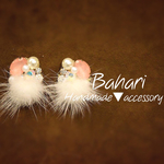 ビジューパール＊ミンクファーピアス&イヤリング  【White】