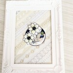 ●cs●ホワイト×ネイビー●蝶々とお花2つの選べる→ポニーフック*ヘアゴム*ブローチ●