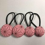 再再販♡*送料無料*くるみボタン ヘアゴム ピンク 麻の葉模様 27ｍｍ 22mm