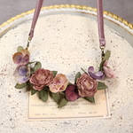 オーダー様専用　布花　ビオラと薔薇のネックレス