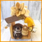 ♡ちびくまちゃんのはちみつのおうち♡  羊毛フェルト  ミニチュア ナチュラル雑貨 インテリア  クマ