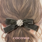 ベロア　お花　ヘアゴム
