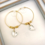 クリアハートのフープイヤリング