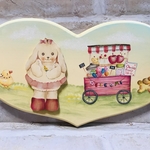 トールペイント作品　うさぎのハート型ウェルカムプレート