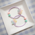 ヘアゴム ゆめかわ星×ムラサキ 2つセット