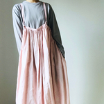 ▪︎四角い服▪︎ 3WAY エプロンスカート・サスペンダースカート・キャミワンピース / リネン / 桜　（全４色）