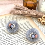 ビーズ刺繍＊チュールリボンパールピアス
