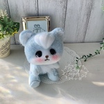 にぎにぎできる  空色のくまちゃんちゃん ☆   羊毛フェルト ぬいぐるみ テディベア　クマ
