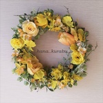 ◆直径21㎝春を待つ黄色のリース・チューリップとバラ◆アーティフィシャルフラワー・造花・壁掛けリース◆花倶楽部