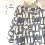 再販×27   大人の雰囲気♭しろくまダブルガーゼのopグレー