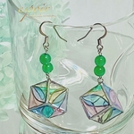 レジン ステンドグラス 四角ピアス/イヤリング
