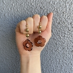 クリアブラウンフラワーピアス
