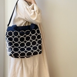 ショルダーバッグ *⚮*  tambourine navy wool&linen生地 *⚮*