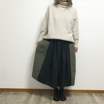 カーキ と 黒 の 大人っぽ かわいい ポケット パッチスカート