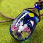 お月見うさぎのガラスチョーカー☆とんぼ玉[m151132]