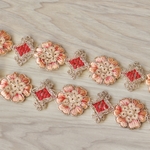 インド刺繍リボンᢂフラワーブレードオレンジ　インド刺繍/インドリボン/刺繍リボン/刺繍/リボン/シルクリボン/シルク/トリム/ブレード/ジャガードリボン/チロリアンテープ/インド