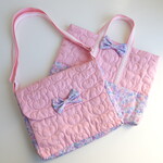 R様専用　くまステッチパステルPink×お花とリボンラベンダー×レース付き紐の2点